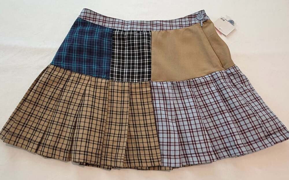 Forever 21 Multicolor Patchwork Plaid Pleated Mini Skirt